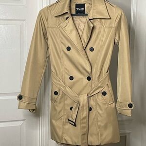 Wando Tan Women's Double-Breasted Trench Coat